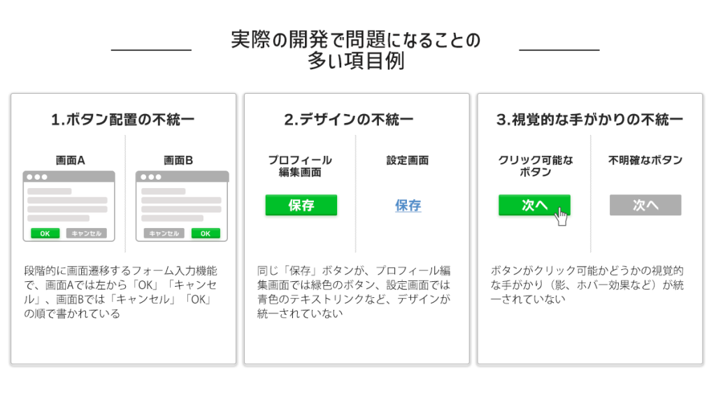 実際の開発で問題になることの多い項目例